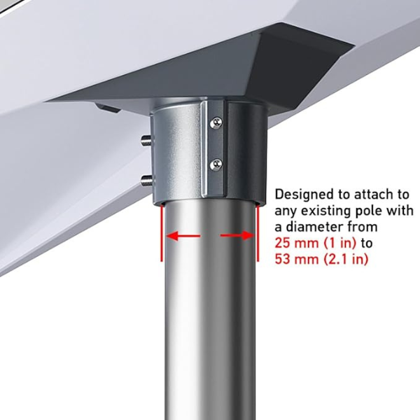 Pipe adapter for Starlink Gen 3, enabling satellite installation on existing poles or pipes for stable connectivity.